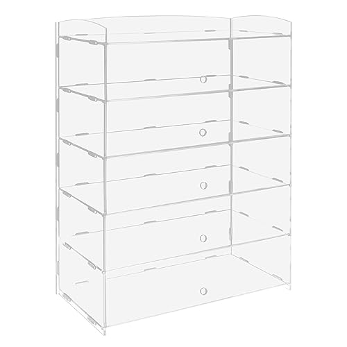Acrylic Display Case, 5 Tiers Bakery Pastry Display Case, Commercial Clear Dessert Display Case Countertop, Acrylic Donut Cookie Box Display Case with Door, 18.7x8.46x24.4inch