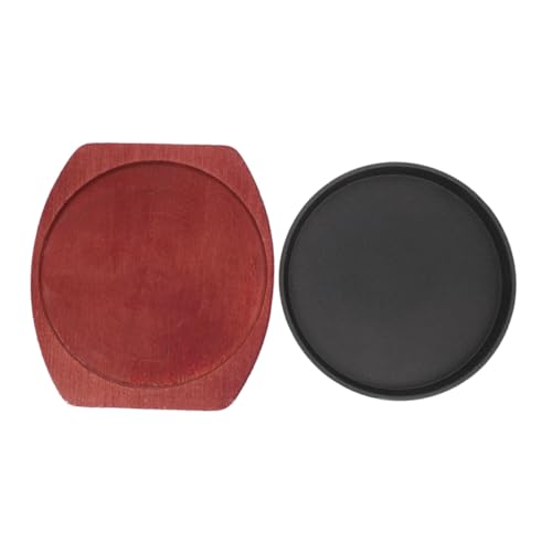 ULTECHNOVO Plancha de Hierro Antiadherente para Fajitas con Base de Madera Compatible con Inducción y Cocina Gas Parrilla Versátil para Carne y Pollo