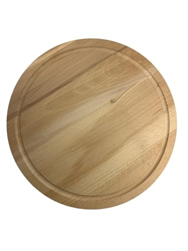 EFO Holzbrett rund 30cm | Schneidebrett Holz aus Naturholz für schonendes messerschonendes Schneiden | Küchenbrett zum stilvollen Servieren | Brotzeitbrett für Küche Grill und Picknick | Buchenholz