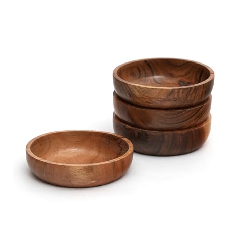 WEBHUSHI Acacia Wood Bowls - 4.75-inch Brown Wooden Bowls, 400