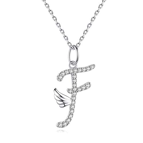 VIKI LYNN 925 Sterling Silver Initial Letter F Pendant Necklace Wing Cubic Zirconia Personlized Jewelry for Women