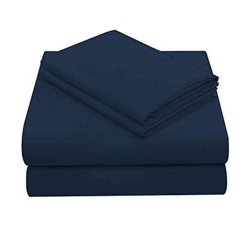 Cosy Hometex Super Soft Microfiber Queen Sheet Set - Hypoallergenic Moisture Wicking - 4 Piece Comfortable Bed Sheet Set - (Queen,Navy Blue)