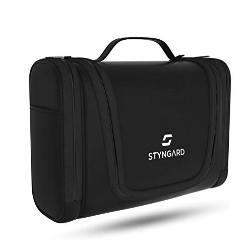 Preisvergleich Produktbild STYNGARD Business Kulturbeutel Herren und Damen zum Aufhängen (schwarz), Kleine Kosmetiktasche Damen und Herren in Premium-Qualität, Kulturbeutel klein Unisex optimiert für Flugzeug-Handgepäck