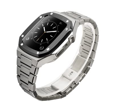 Kit de mod en métal luxe pour Apple Watch 44mm boîtier acier inoxydable