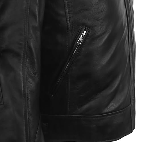 Real Leather Jacket Men Genuine Lambskin Biker Jacket Cafe Racer Style Zip Up Mens Motorcycle Jacket4