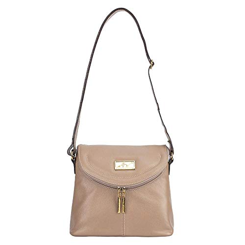 Bolsa tiracolo de couro liso Tereza - Bege