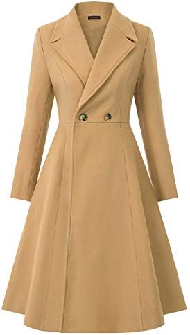 CURLBIUTY Women Swing Double Breasted Pea Coat Winter Long Overcoat Jacket