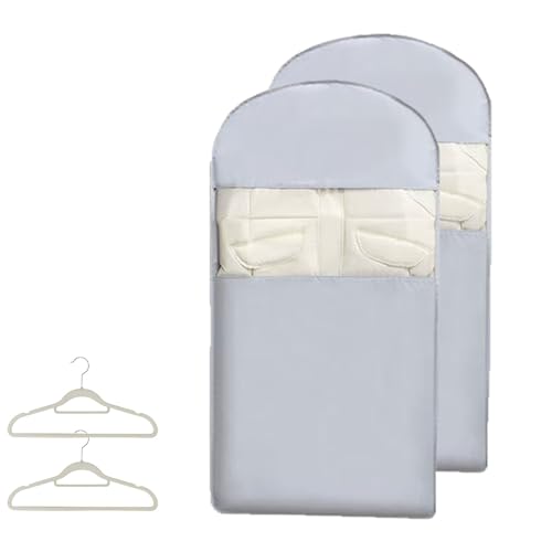 Space Saving Hanging Garment Bag with Self Compression Zipper, Dust-Proof Clothes Storage Bags for Wardrobe Storage, Clear Breathable Dress Bags, Garment Protector Covers for Coats, Suits, Gowns(Blue*