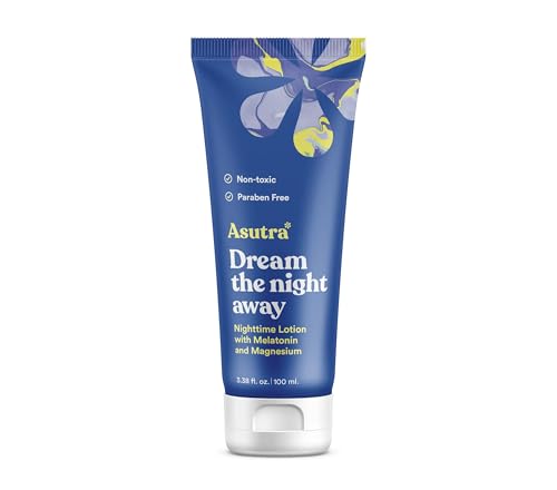 ASUTRA Dream the Night Away | Magnesium Lotion for Sleep, 100mL | With Melatonin for Sleep and Moisturizing Shea Butter, Nighttime Magnesium Cream w/Lemongrass Scent