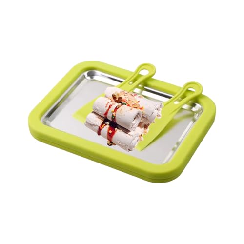 Máquina de rodillo de hielo - Dispositivo de acero inoxidable portátil instantáneo | Fabricante de postres casero | Placa, Sorbete, Herramienta de granizado de servir suave para niños, adultos, cocina