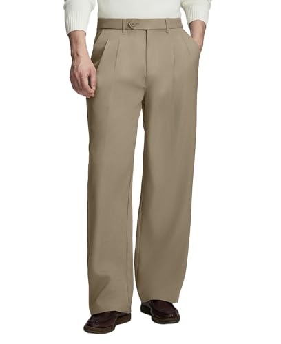 Susclude Baggy Dress Pants Men Pleated Wide Leg Trousers Casual Work Slacks Relaxed...