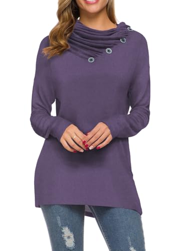 Image of WEACZZY Women's Long Sleeve Shirts Button Cowl Neck Casual Loose Tunic Tops Blouse Dressy Fashion 2026