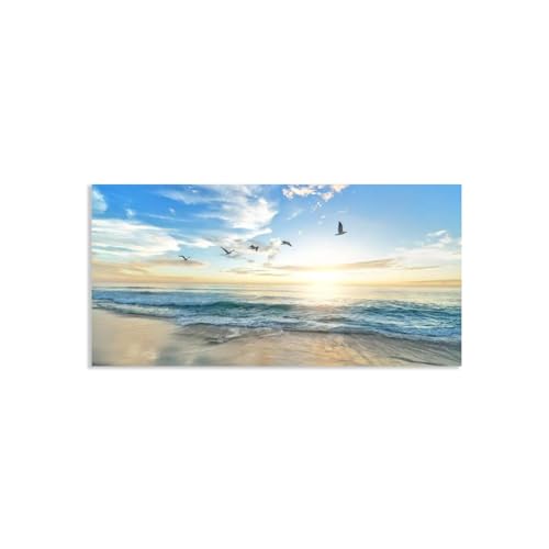 Toile peinture paysage photo ocean plage mouette pour decoration moderne