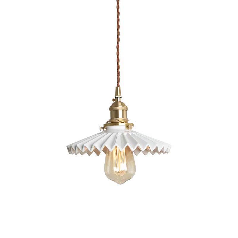 Lustre en céramique plissé blanc suspension luminaire scandinave chambre et bar