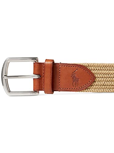 POLO RALPH LAUREN Herren 34mm Braided Fabric Stretch Belt Gürtel, Braun, L