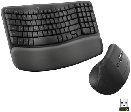 Logitech Wave Keys & Lift Vertical Mouse - Ergonomic Wireless Key...