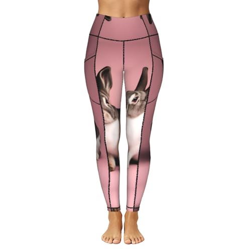 Leggings con estampado de conejos con bolsillos que sujetan el móvil sin caerse 2