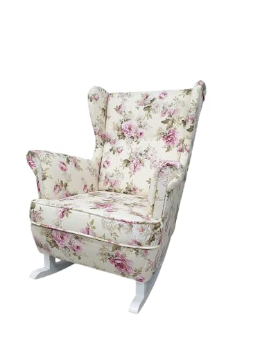 Fauteuil à Bascule Allaitement, Chaise à Bascule, Chaise Berçante, Patins en Bois, Fauteuil à Bascule pour Chambre, Salon ou Chambre de bébé Velours Cover