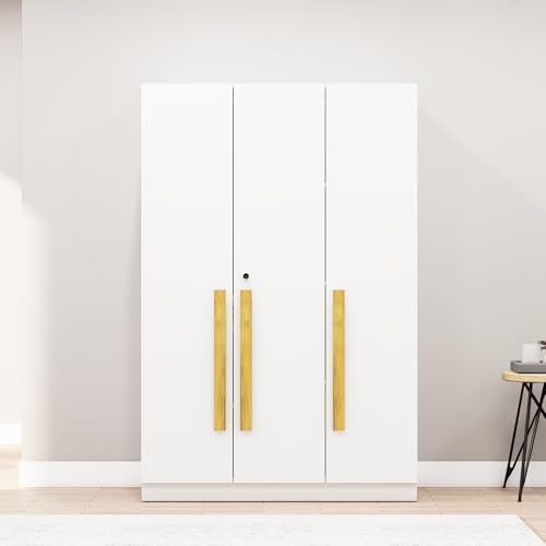 Image of Bniture 3 Door Wardrobe for Bedroom with Lockable Door & Hanging Space | Almirah for Clothes with Elevated Bottom Base | Wardrobe for Storage | 3 Years Warranty