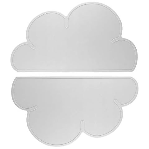 ANSUG Kids Placemats, 2 PC Baby Silicone Cloud Tablemats, Non Slip, Heat Resistant, Portable Feeding Plate Tray for Toddlers, Kids, Infant - Grey Cover