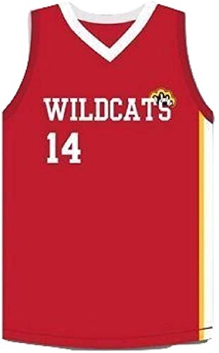 Zac E Troy Bolton 14 East High School Wildcats Claws Red Stitch Basketball Jersey (34)
