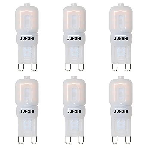 JUNSHI G9 LED Bulb,2.5W to 20W,3000K Warm White,210 Lumens,AC220-240V LED Light Bulb,Pack of 6
