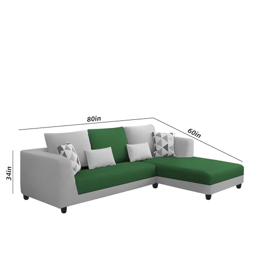 Image of Galib RHS 4 Seater L Shape Sofa Set for Living Room (Green Grey Fabric) Premium Fabric Sofa