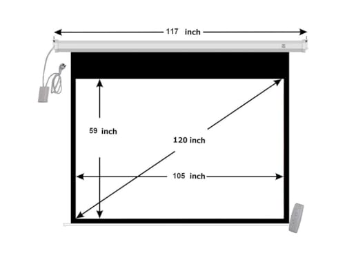 Image of BIG VUE 120 Inch Motorized Projector Screen | Electric Projection Screen | Home Theatre Screen | with Remote Control (120 Inches, 16:9 Ratio)