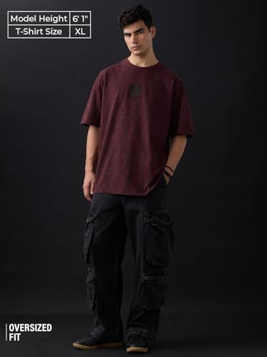 Image of The Souled Store Avatar: Air Fire Water Earth Bender Men and Boys Short Sleeves Round Neck Applique Pathed Woven Badge Casual Streetwear Cotton Oversized T-Shirt