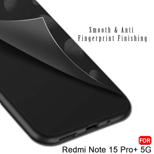 Image of TheGiftKart Sleek Back Cover Case for Mi Redmi Note 15 Pro Plus 5G | Slim Fit Protective Design | Ultra Matte Finish | Camera Protection Bump | Soft Silicon Back Cover Case (Silicone, Black)