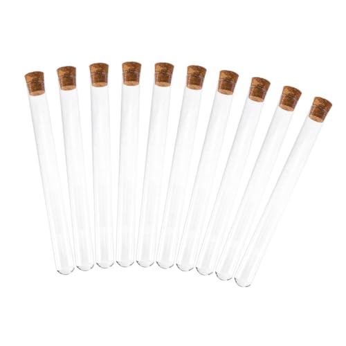 KICHOUSE 10pcs Glass Test Tube Candy Laboratory Test Tubes Propagation Tubes Plant Propagation Container Wedding Favors Test Tubes Scientific Tubes Storage Tube Glass Tubes with Caps Wooden