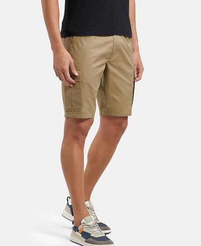 Image of Jockey UM17 Men Super Combed Mercerised Cotton Woven Straight Fit Cargo Shorts