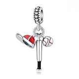 Baseball-Ausrüstung Anhänger Charm, 925 Sterling Silber Charm Armband Zubehör, kompatibel mit Pandora Armband Halskette
