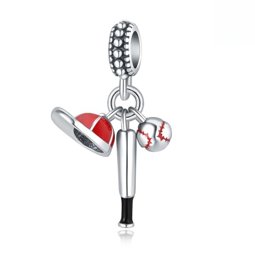 パンドラ(PANDORA)のブレスレットNeckalceと互換性のある925スターリングシルバーチャームブレスレットアクセサリー、野球機器ペンダントチャーム