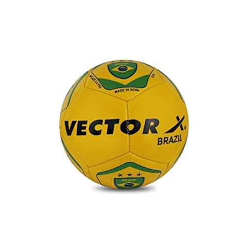 Vector X 32 Panels Country Colour Brazil PVC Machine Stitched Indoor/Outdoor Football with Latex Bladder, Yellow-Green, Size 1, Suitable for Match and Training for Kids Below 5 Years