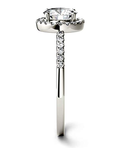 Charles & Colvard Created Moissanite 6.5mm Round Cut Engagement Ring for Women | 1.3 cttw DEW | Lab Grown | Solid 14K White Gold4