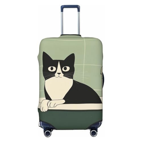 Black And White Cat In The Bathtub Elastic Travel Luggage Covers Dustproof Scratch-Resistant Suitcase Protector Fit 22-24 Inch
