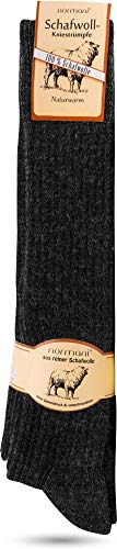 normani 3 Paar Kniestrümpfe aus 100% reiner Schafwolle, thermisch dämmende Schafwollsocken mit verstärkte Sohle Dunkelgrau 43-46