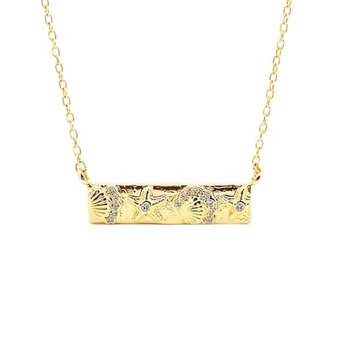 Collier de bar côtier femme chaîne d'ancre 40cm et pendentif plage avec oxyde de zircone