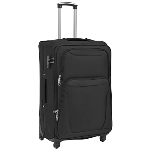 vidaXL Soft Case Trolley Set 3 Piece Black Trip Traveling Luggage Suitcase3