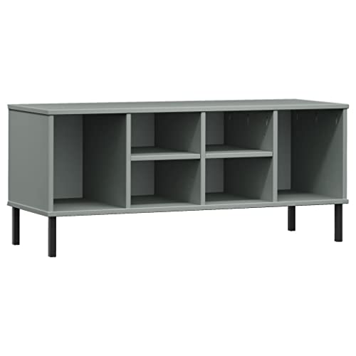 vidaXL Zapatero con Patas Metal Oslo Madera Maciza Gris 106x35x45 cm