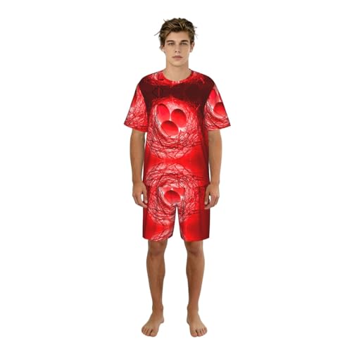 Vêtements de détente homme imprimé œufs rouges pour soirées d'été relax