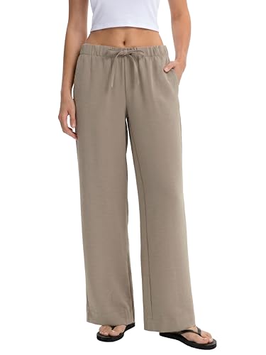 Abonlen Wide Leg Pants for Women Casual Flowy Crepe Trousers Wrinkle Free Relaxed Fit...