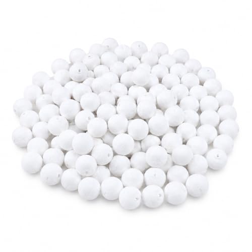 SPUNNYS Lot de 100 boules blanches en papier Ø 10 mm, boules légères à peindre et décorer pour fleurs en papier, baies artificielles, ornements,...