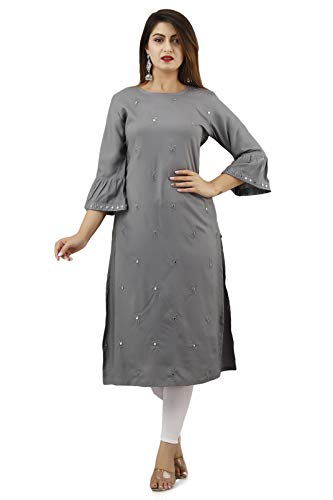 Buy Shagunas,Rayon Grey Kurti with Bell 