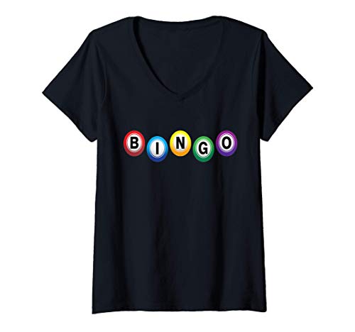 Femme Bingo Night - Bingo Hall T-Shirt avec Col en V