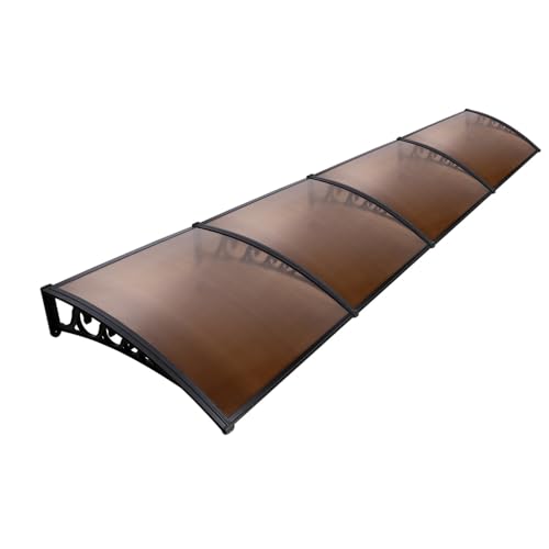 Instahut Window Awning Brown PC Panel with Black Bracket Outdoor Door Canopy Sun Shade Shelter, Patio Terrace Garden Baconly Porch Shield Rain Snow Eaves Cover Protector, 1mx4m DIY