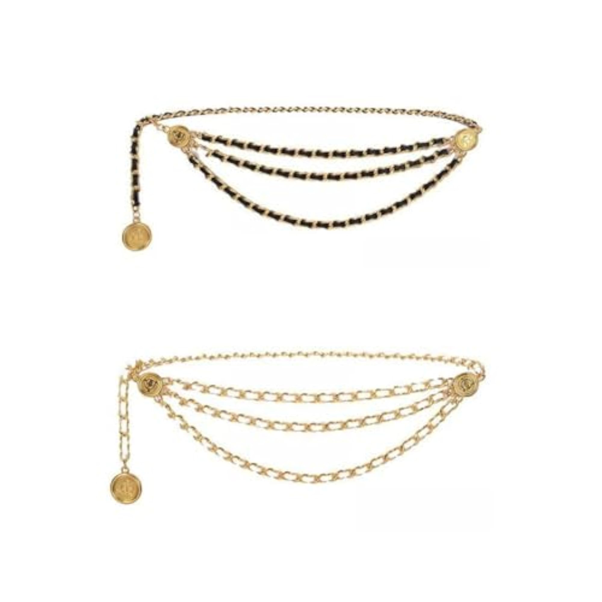 2pc Trendy Multilayer Waist Chain Belt Set for Women