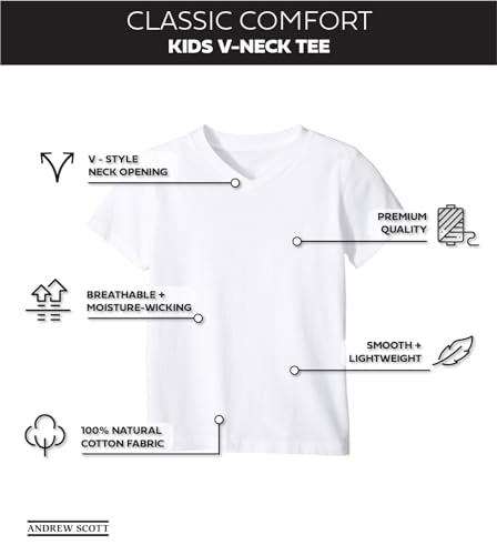 image for Andrew Scott Boys'12 Pack V Neck T Shirt Cotton Color Undershirts - Bo