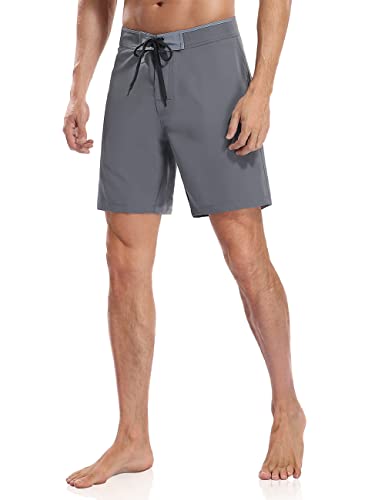 Nonwe Men's Athletic Swimwear with Lining Classic Water Sports Geometric Surf Board Shorts Gray 42